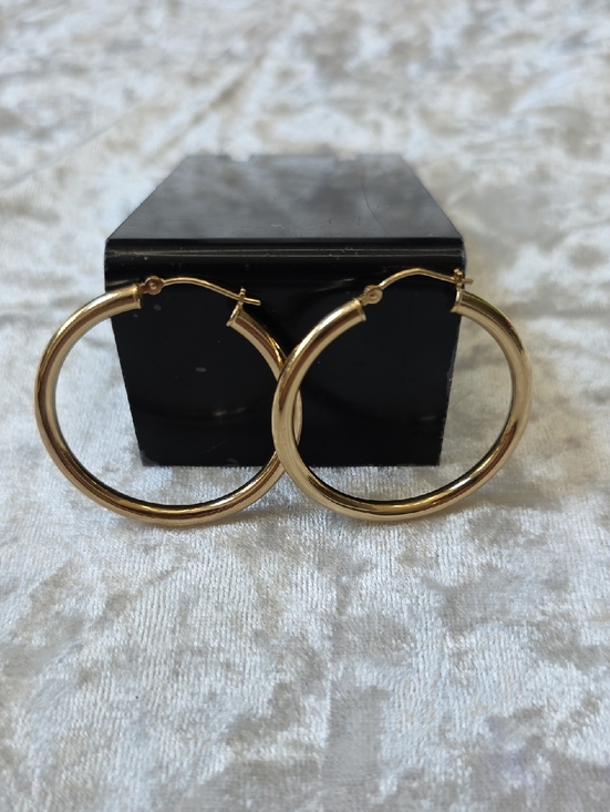 no brand Jewelry - 14kt Gold Hollow Hoop Earrings - Classic